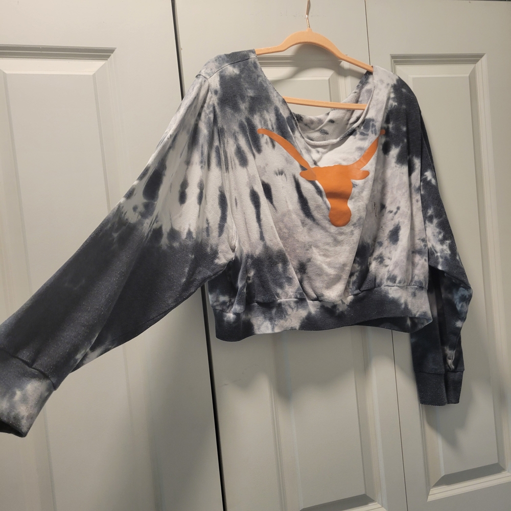PINK Victoria's Secret Black and White Tie-Dye Crop Top